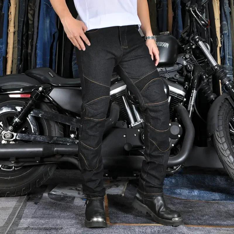 Pantalon en jean de moto pour hommes, antidérapant, résistant à l'abrasion, tous temps, ajustement c