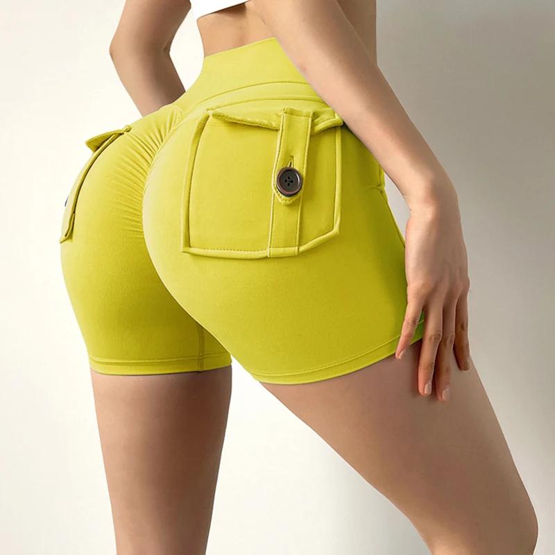 Shorts trois-quarts fitness femme - Pantalon cargo avec poches sèches pour yoga et exercice