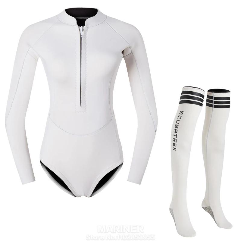 Maillot de bain une pièce à manches longues pour femmes, combinaison de plongée en apnée pour filles
