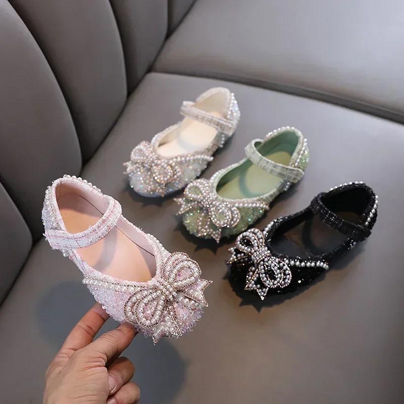 Sandales pour filles, mode, paillettes, strass, nœud, chaussures de princesse pour bébé fille, sanda