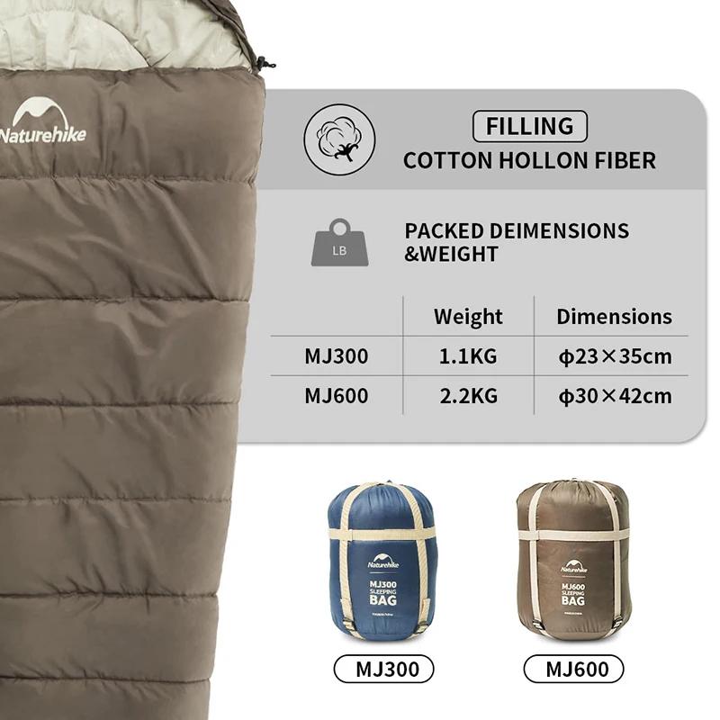 Natureifa-Sac de couchage léger en coton pour femme, camping en plein air, hiver, MJ300 -1 ℃