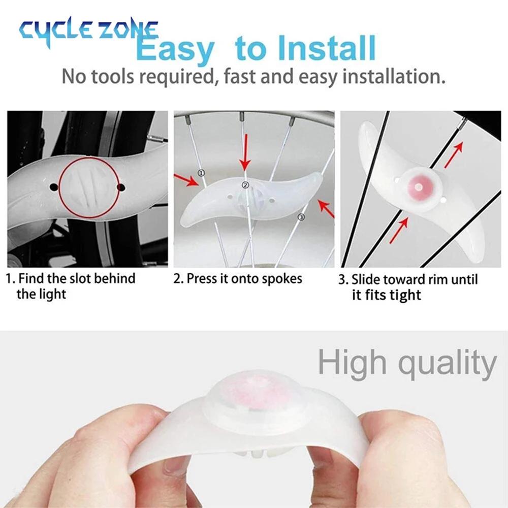 Lumières de pneu de vélo, rayons de roue, 3 modes LED, étanche, avertissement de sécurité, facile à