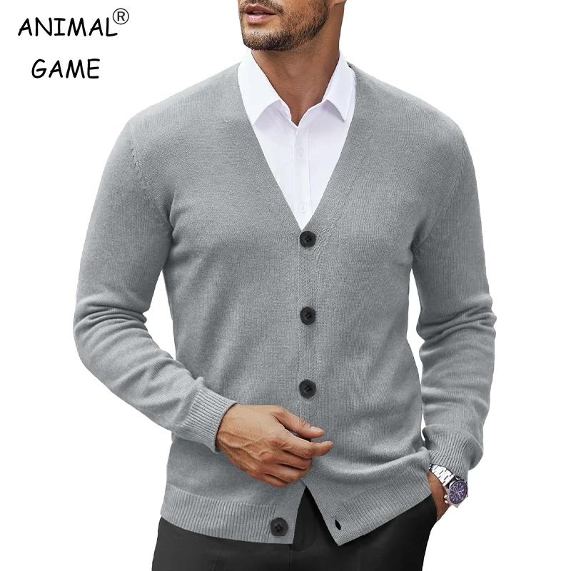 Nouveaux hommes col en V Cardigan Sweatcoats décontracté léger boutonné tricoté Cardigan pull en ple