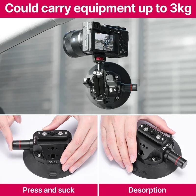 Ulanzi – support de caméra d'action pour téléphone de voiture, pompe à main, ventouse 360 °   1/4" r