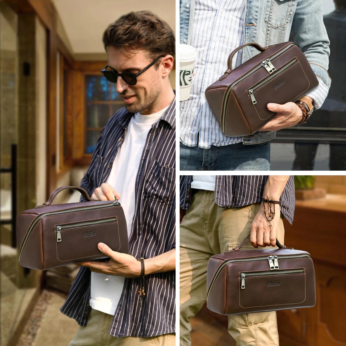 CONTACT'S sacs à cosmétiques en cuir véritable pour hommes sac de maquillage de haute qualité sac de