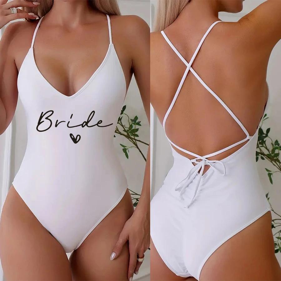Sexy rembourré une pièce maillot de bain femmes équipe mariée maillots de bain Bikini été maillot de