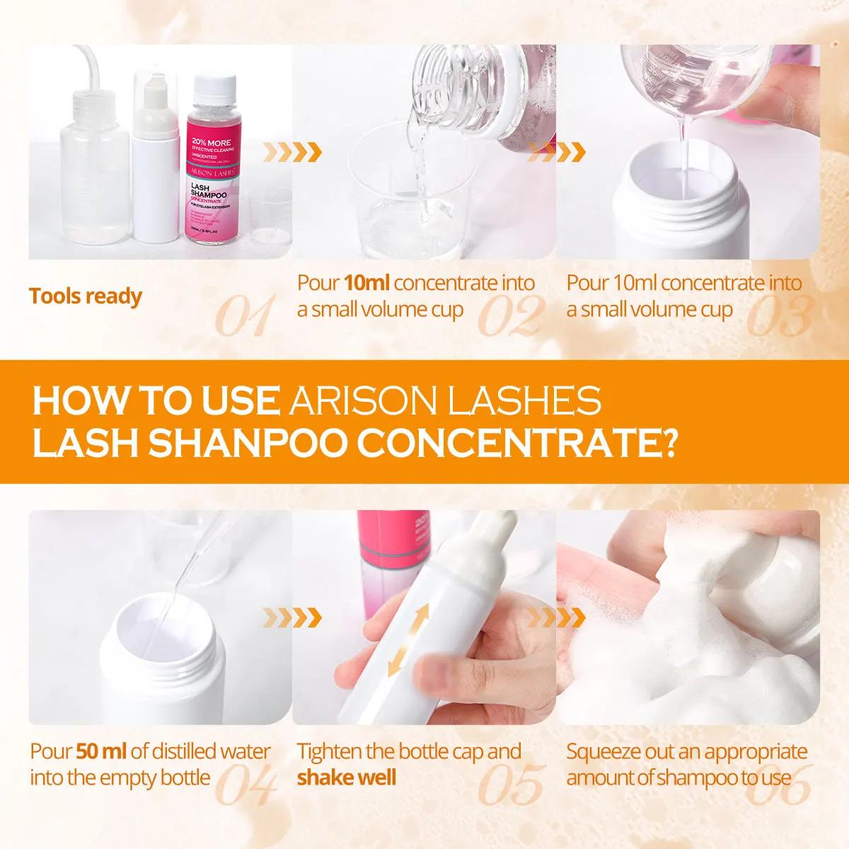 ARISON 100ml cils shampooing concentré sans Stimulation cils nettoyant bricolage professionnel Exten
