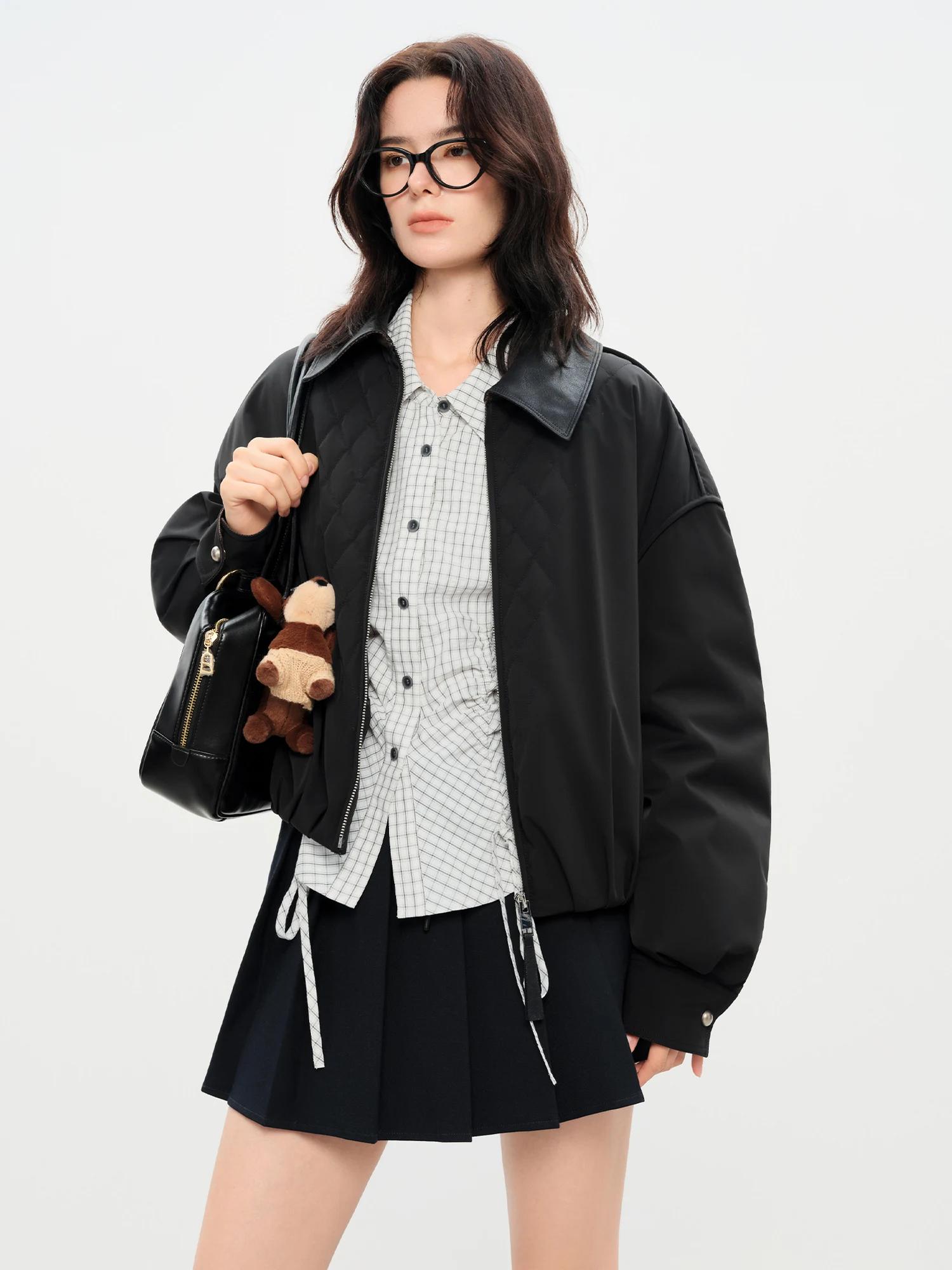 FSLE – veste rembourrée légère de Style grange pour femme, manteau court Vintage avec panneau à carr