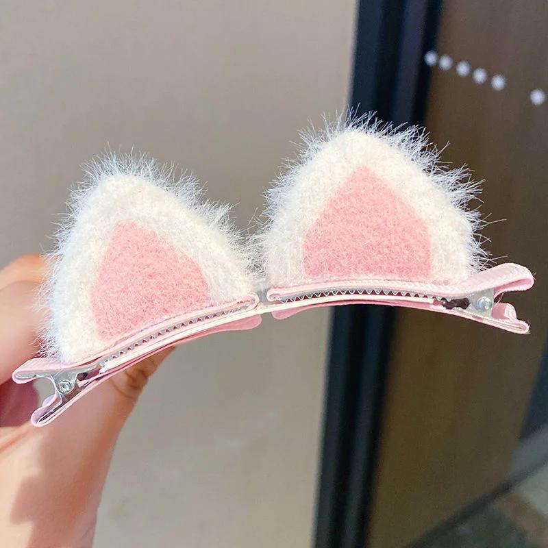 Épingles à cheveux oreilles de chat en peluche pour filles, 2 pièces, Clips à cheveux, accessoires p