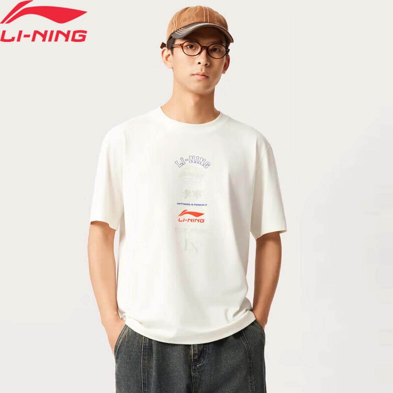 Li-Ning T-shirt de style sportif pour hommes AT DRY FREEZE Coupe régulière 75% coton 25% polyester L