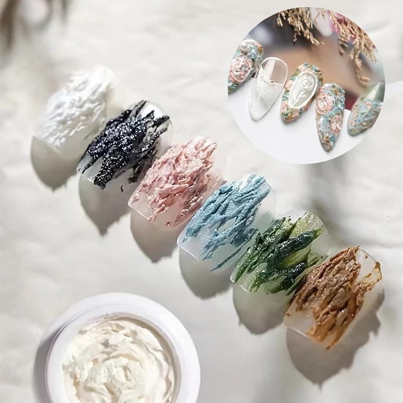 6 couleurs Gel Nail Art plâtre effet 3D sable Texture pas besoin couche de finition Gel vernis UV ve