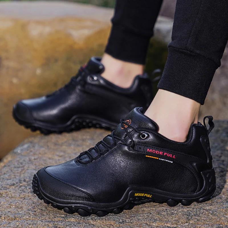 Chaussures de randonnée cuir imperméables homme femme - Bottes chasse neige escalade montagne