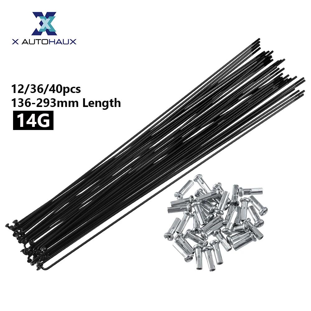 X Autohaux 14G J Bend rayons de vélo en acier 136-293mm de longueur avec écrous pièces de rechange d