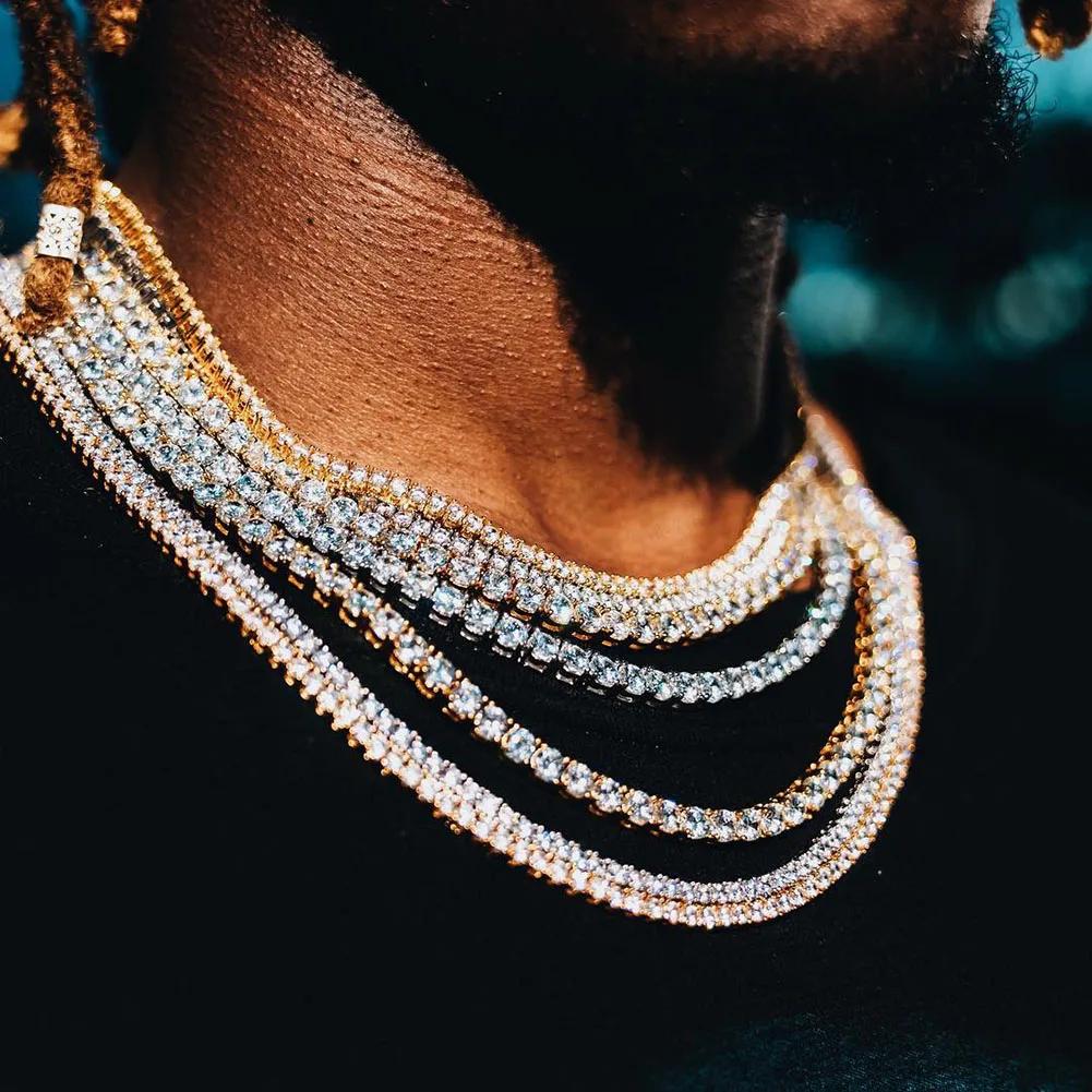 TOPGRILLZ 3mm-10mm glacé Bling AAA Zircon 1 rangée chaîne de Tennis collier hommes Hip Hop bijoux or