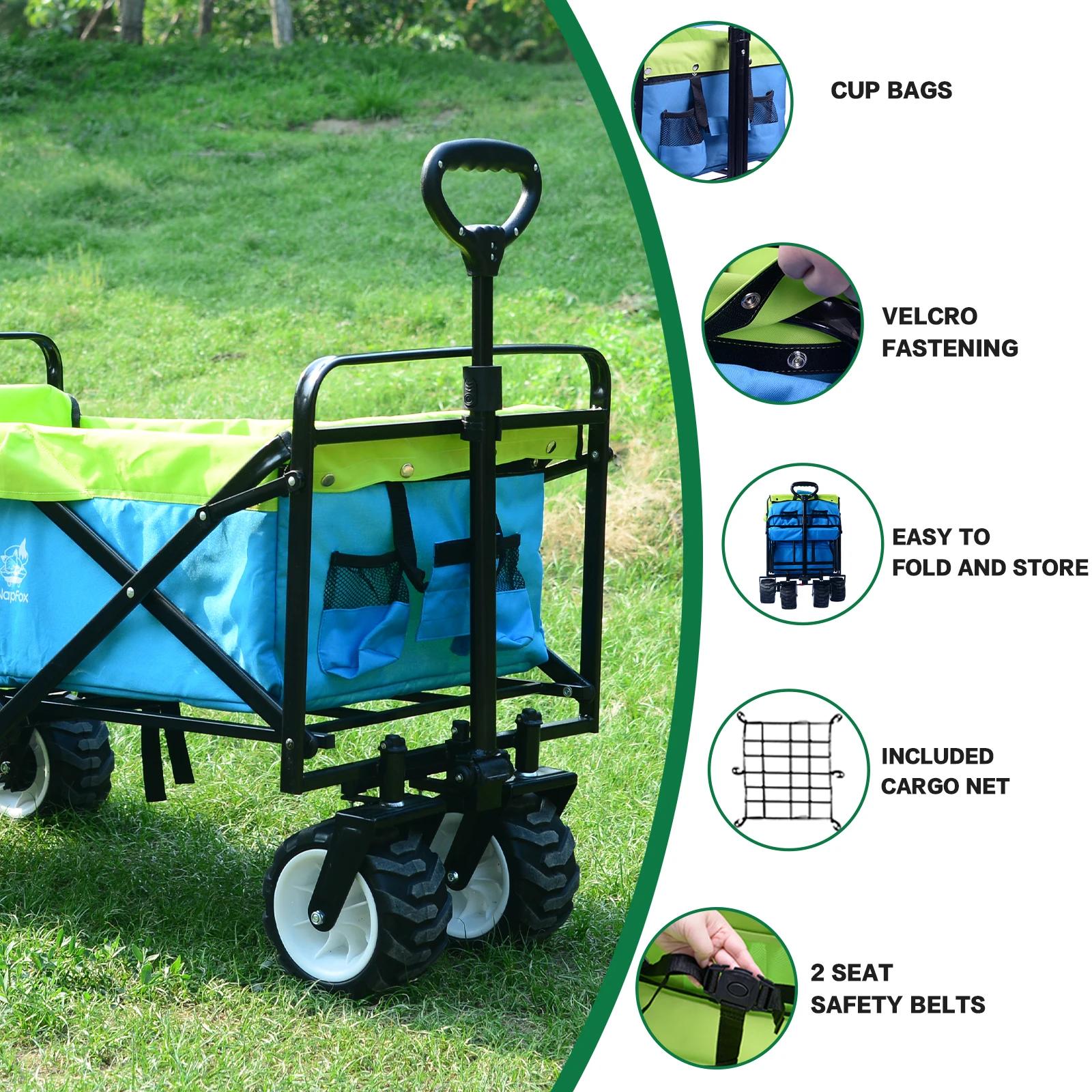 Chariot d'épicerie pliable avec roulettes, chariot de plage pliable, porte-gobelets