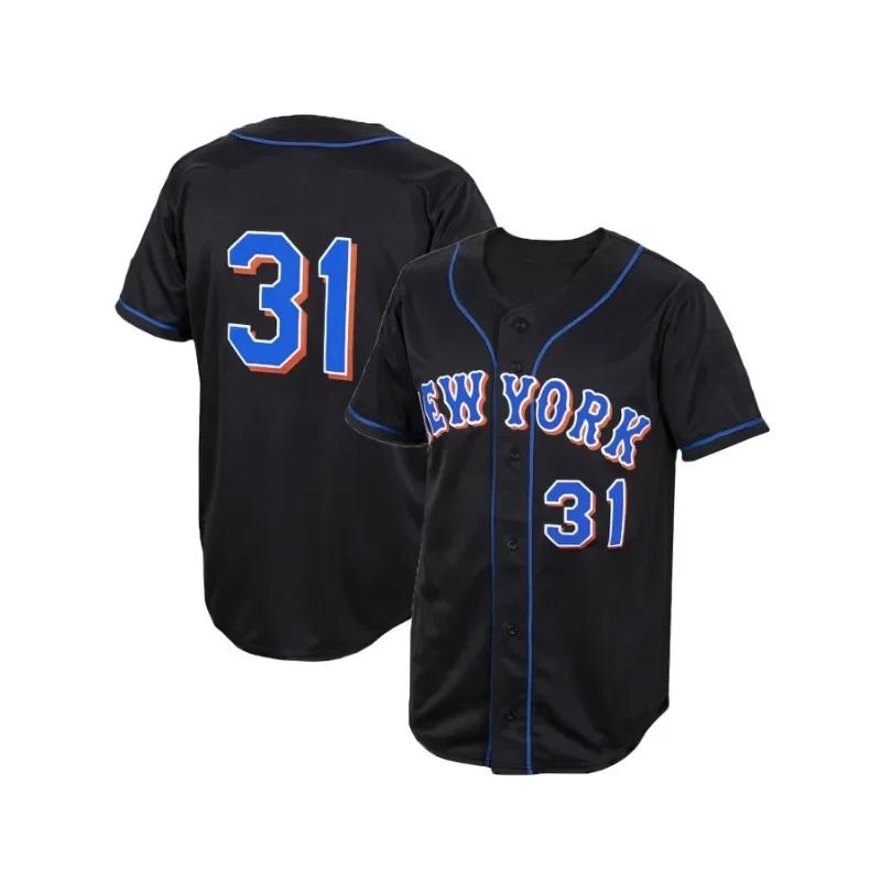 Maillot de baseball brodé à col en V pour hommes de New York, chemise de baseball respirante à manch