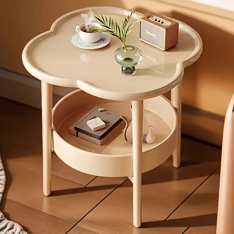 [Mable d'appoint élégante] Table d'appoint ronde moderne et élégante avec étagère de rangement |   p