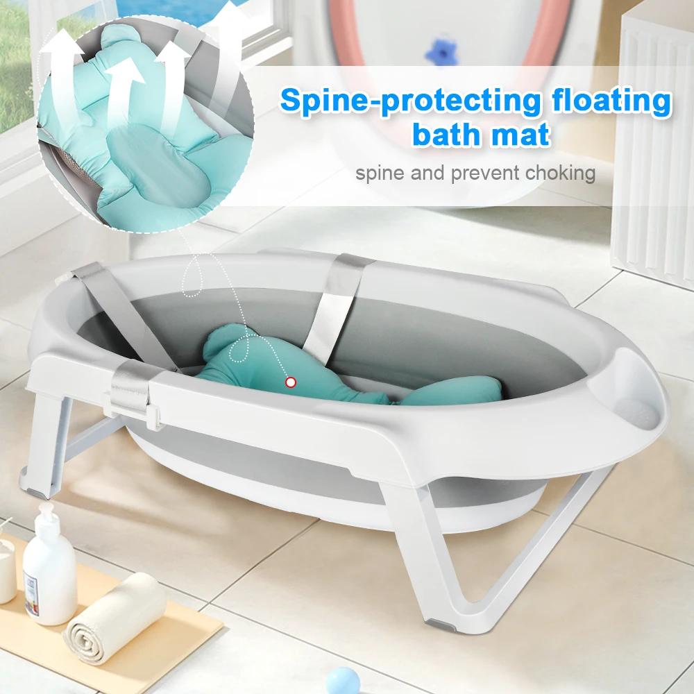 Baignoire Bébé Pliable Sur Pied – Grande Baignoire Avec Support / Coussin / Kit De Drainage – Bassin