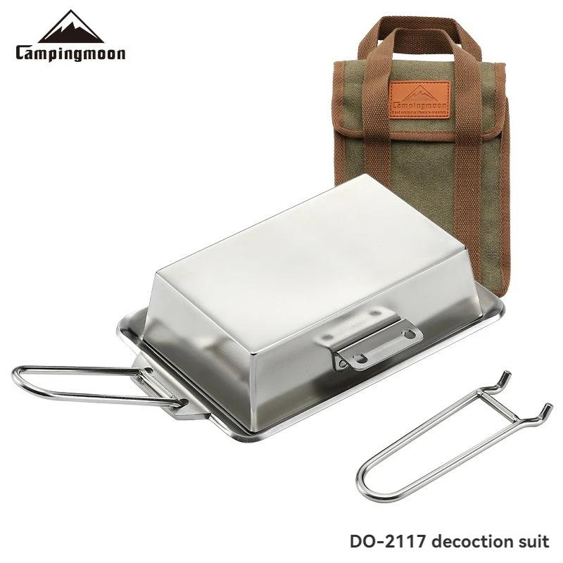 CAMPINGMOON Ustensiles de cuisine de pique-nique de camping en acier inoxydable épais portables avec