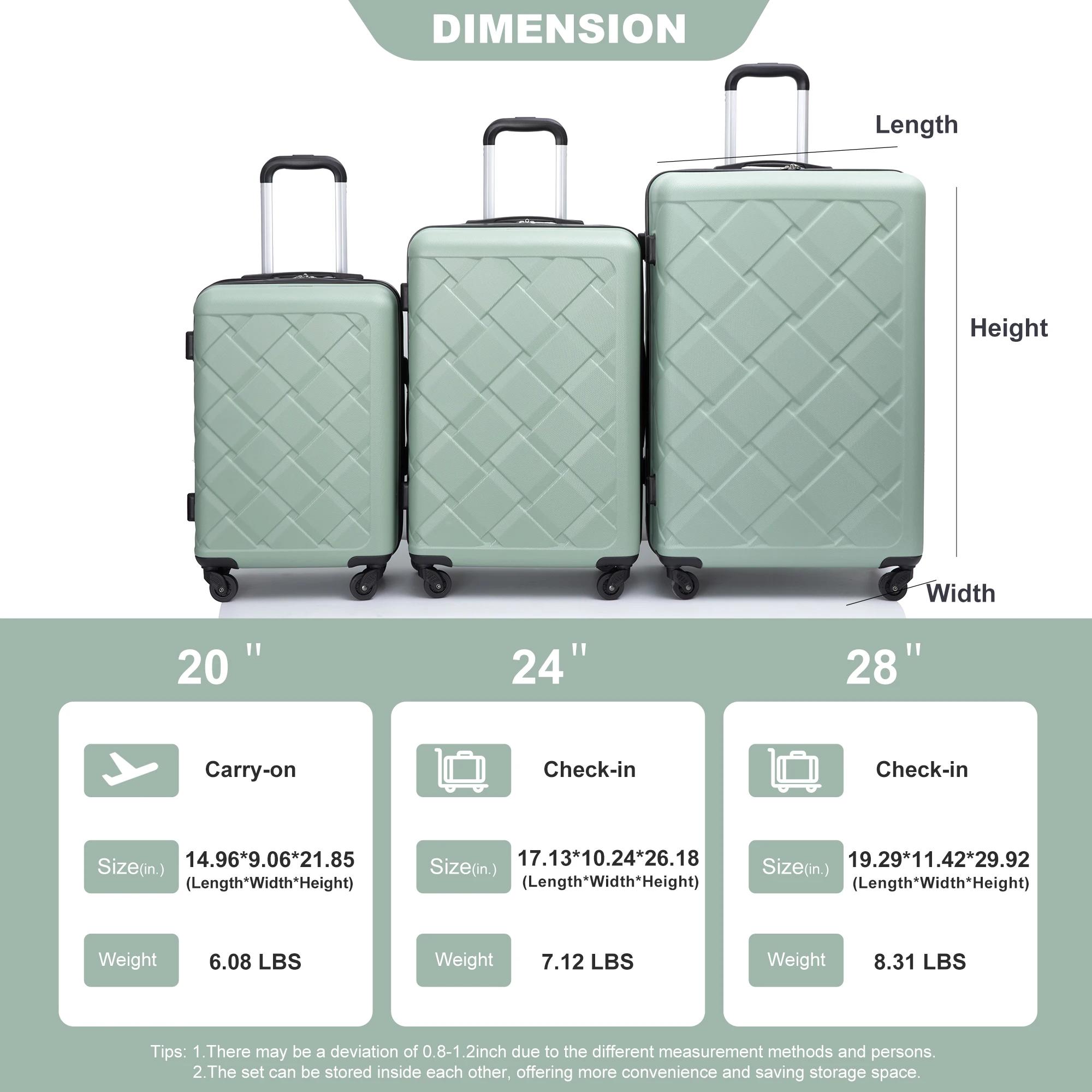 Ensemble de bagages 3 pièces, valises à double roulettes pivotantes, ensemble de valises rigides en 