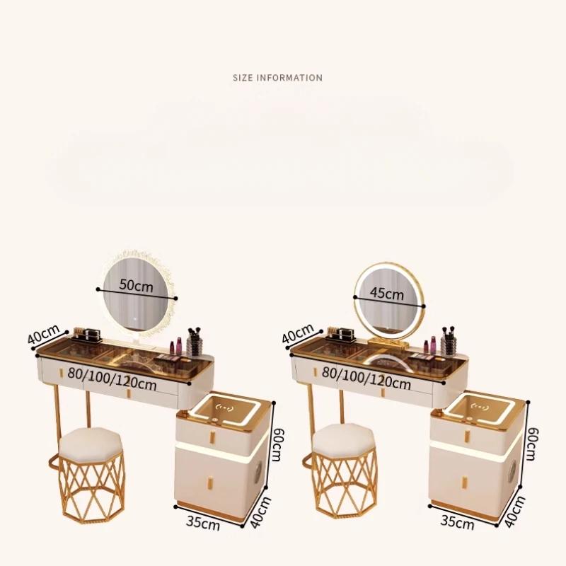 Organisateur de bijoux luxe vanité Table miroir lumières tiroirs nordique filles coiffeuse maquillag