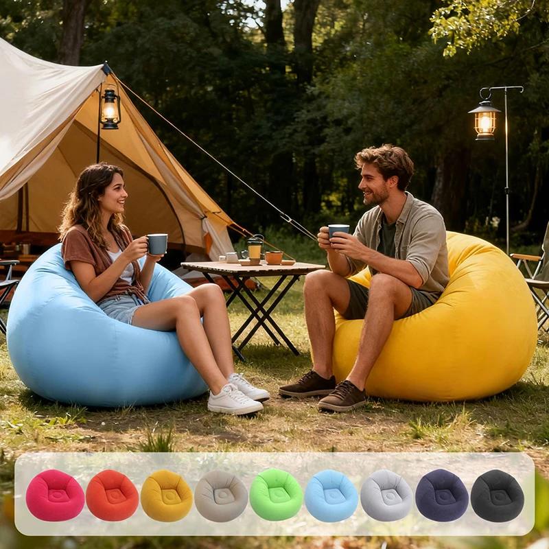 Chaises gonflables en forme de pouf, portables, 9 couleurs, canapé paresseux pour salon, Camping en 