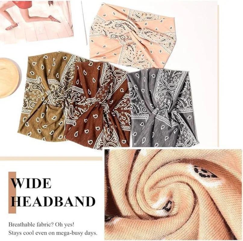 Nouveau Bandeau de Yoga pour Femme, Bandeau Croisé Imprimé Style Européen et Américain, Accessoire d