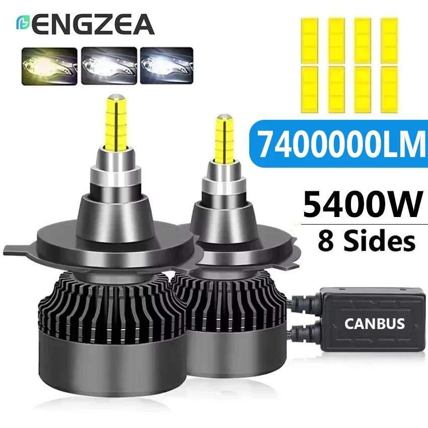 ENGZEA 7400000LM 5400W H4 H11 LED 360 Canbus 9012 H7 H1 H3 H8 D1S D2S 4300K HB3 9005 HB4 9006 phare 