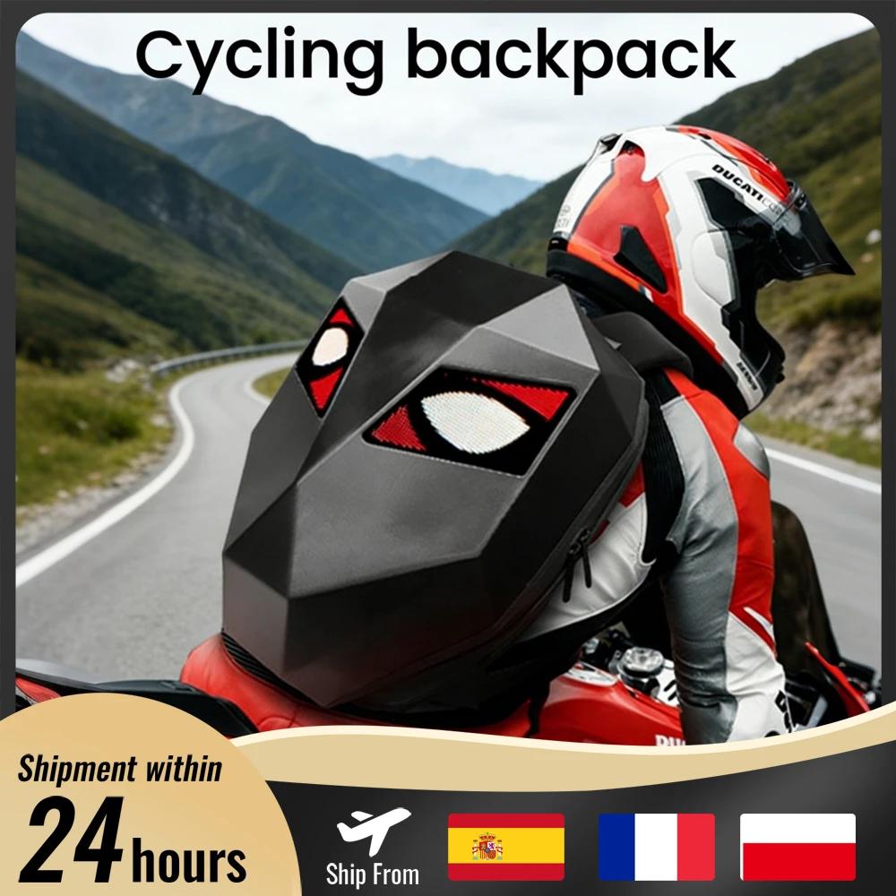 Sac à dos LED pour motard avec motif yeux lumineux, sac à dos moto en ABS, sac d'école pour homme, s
