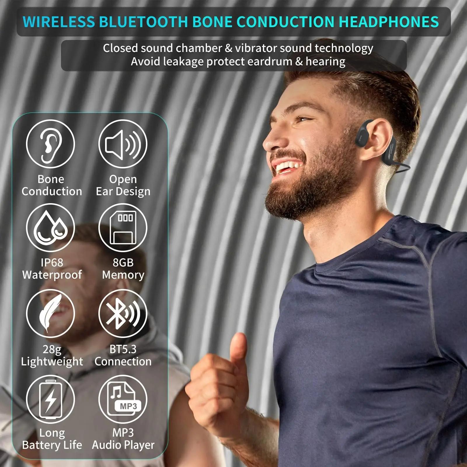 EASYBUDS casque sous-marin à Conduction osseuse casques à oreille ouverte sans fil 8G mémoire lecteu
