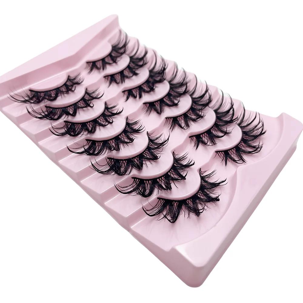 7 paires de faux cils humides cils de chat fée moelleux cils d'oeil de chat 3D, faux cils, cils natu