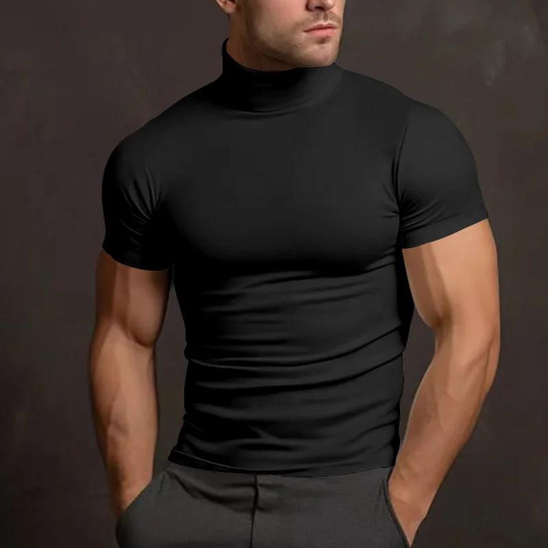T-shirt homme sport col haut élastique séchage rapide pour course et gymnase - Confort optimal
