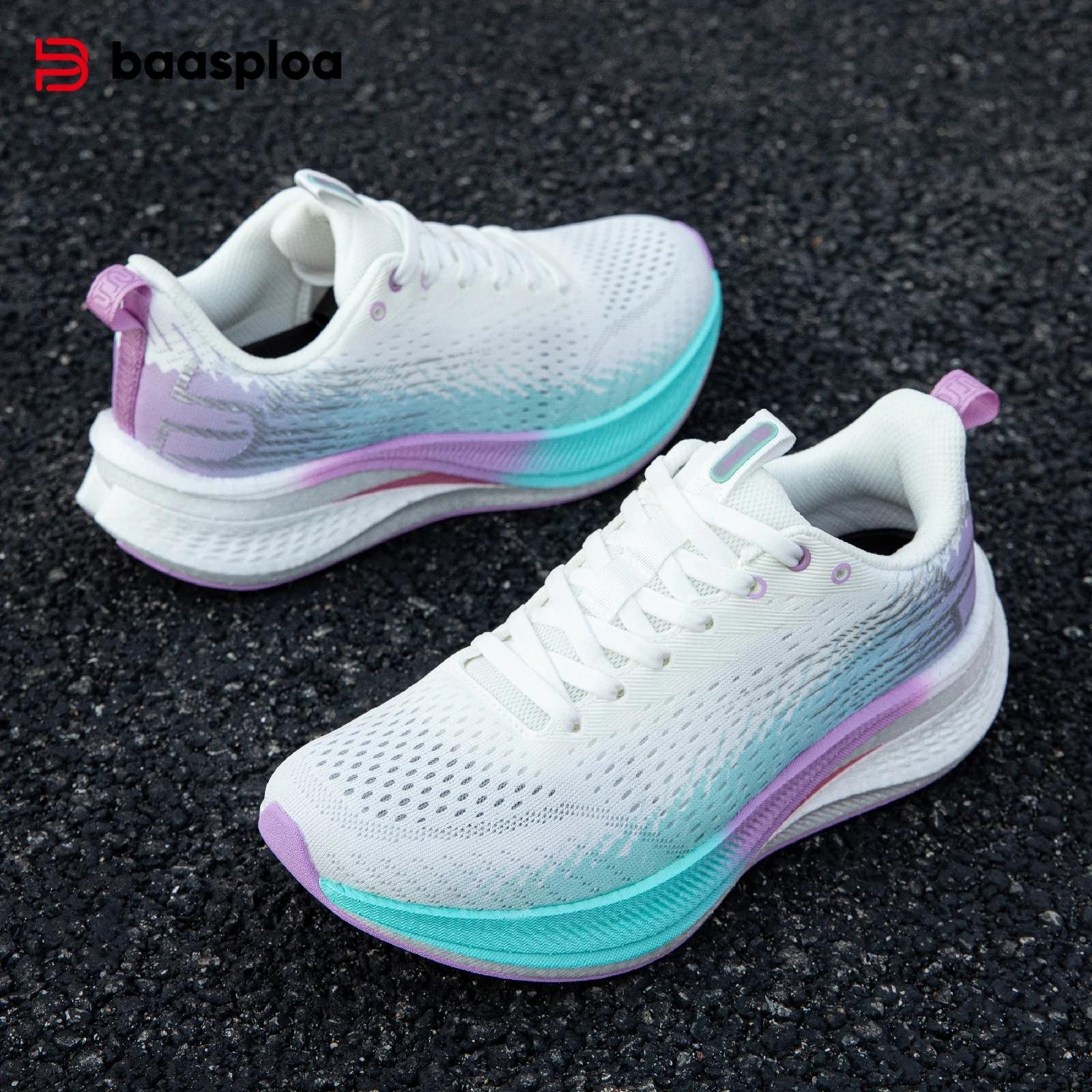 Chaussures de course femme plaque carbone professionnel amorti - Baskets jogging plein air décontracté respirant