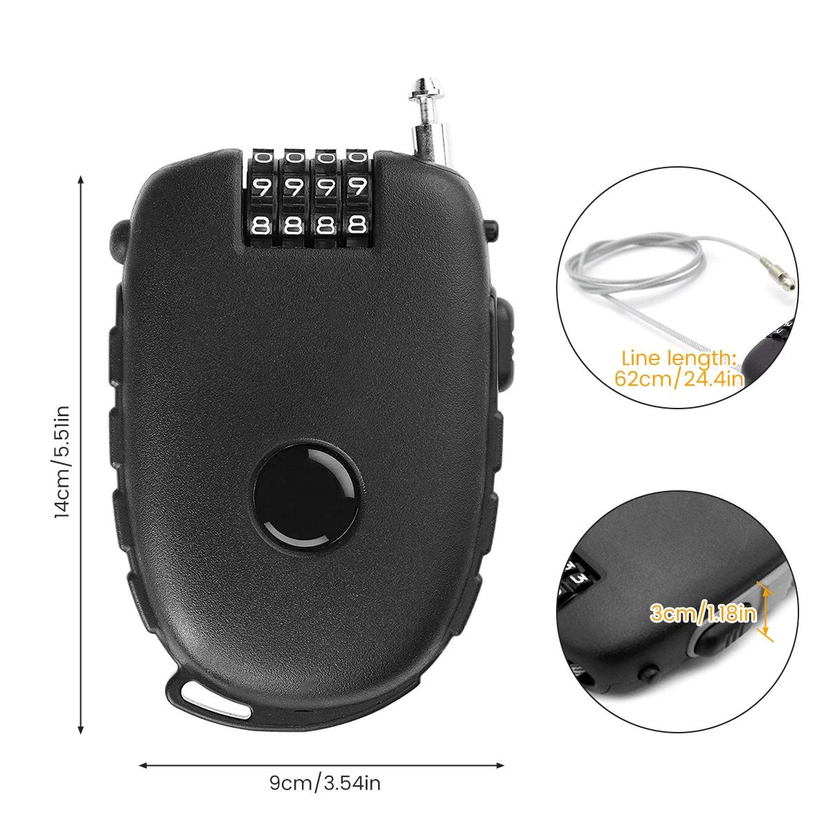 Mot de passe casque mot de passe roue outil de verrouillage codé 4 chiffres serrure télescopique câb