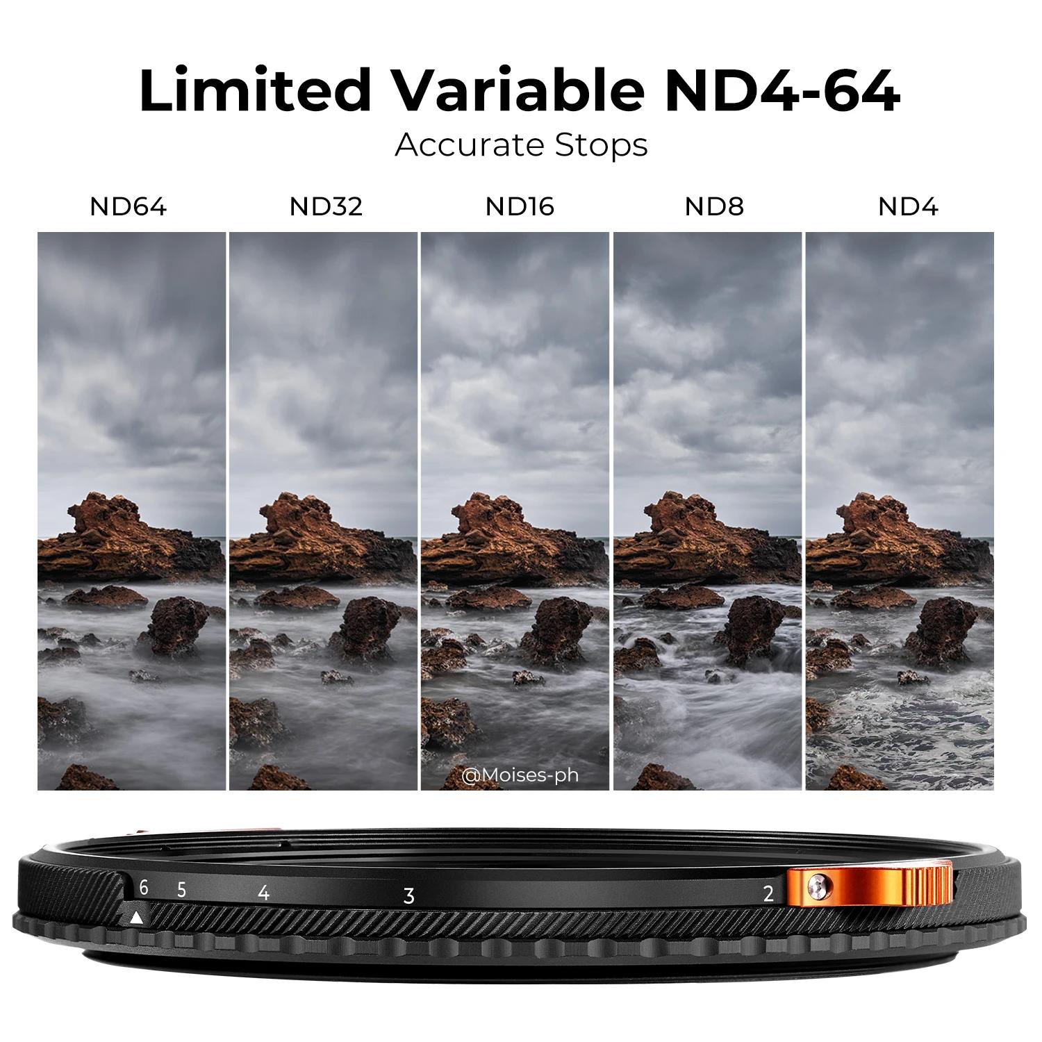 K & F CONCEPT Nano-X série 2in1 filtre polarisant circulaire Variable ND + CPL 37-82mm ND4 à ND64 fi