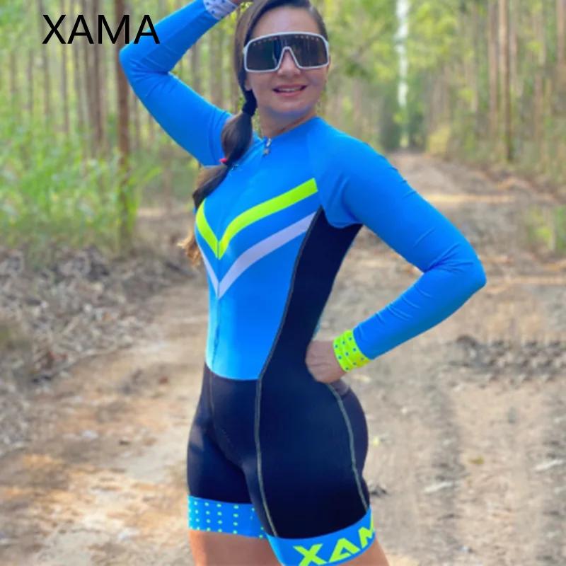 XAMA combinaison de cyclisme femme petit singe à manches longues été cyclisme route costume serré GE