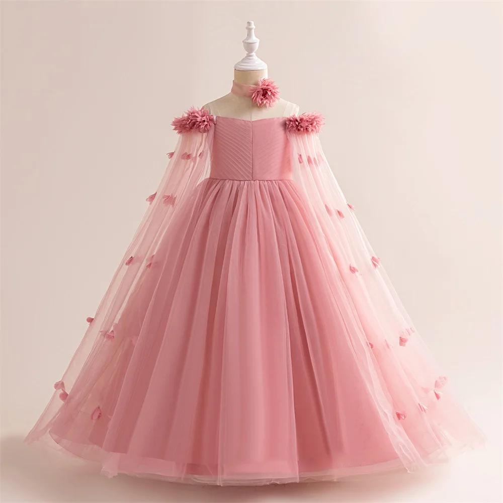 Robes de demoiselle d'honneur à fleurs moelleuses pour mariage et fête, robe de bal élégante en Tull