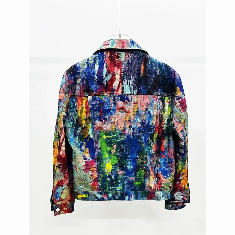 Veste en jean Y2K printemps-automne pour homme, style décontracté et ample, avec peinture personnali