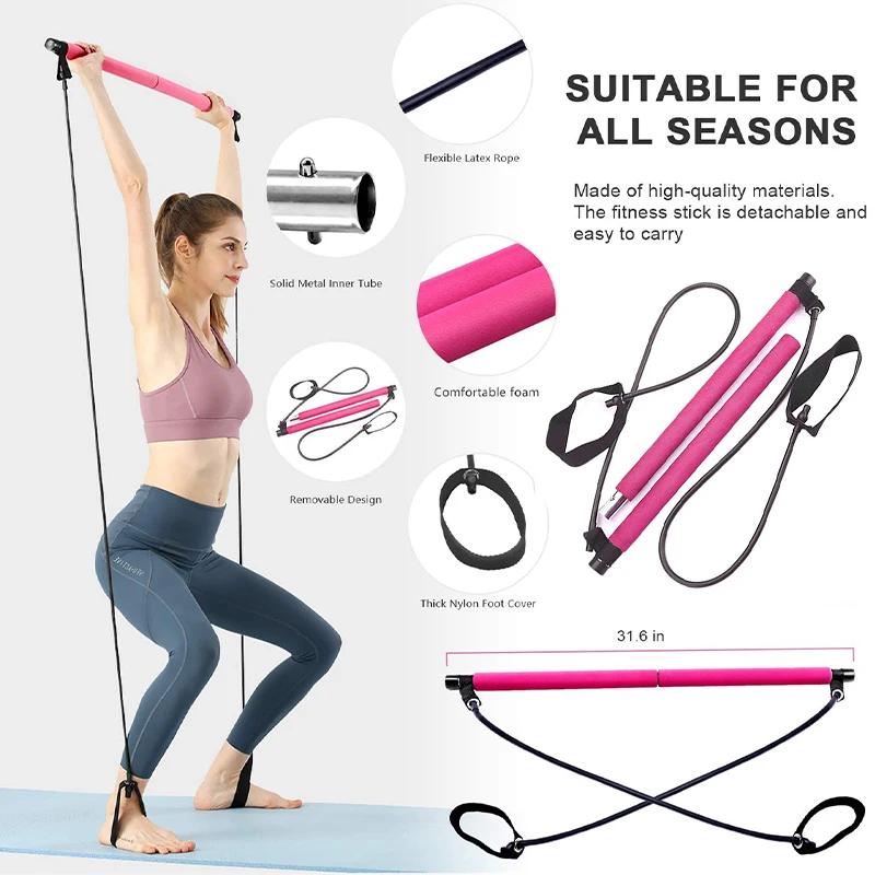 Combinaison de barre de Pilates multifonctionnelle, barre de Fitness, Yoga, Expansion de la poitrine