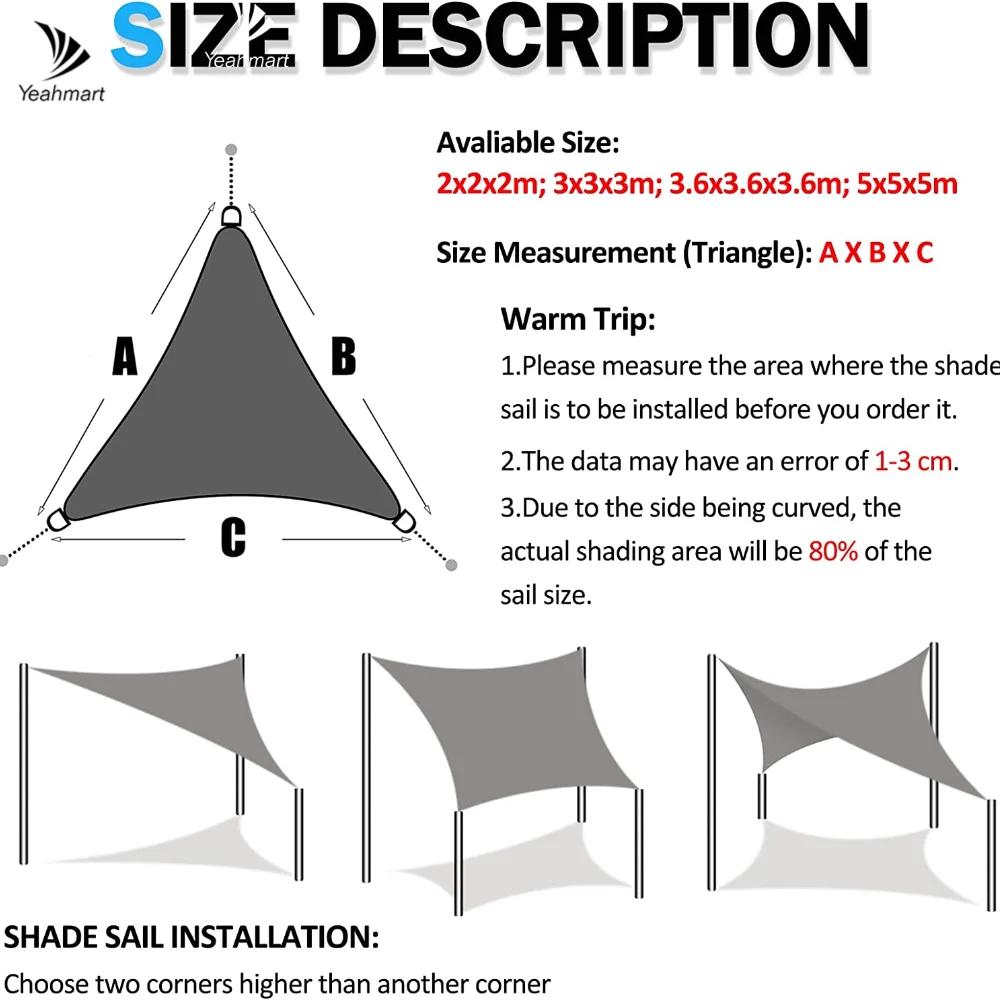 Pare-soleil triangulaire multi-taille imperméable, protection solaire pour jardin extérieur, fête, a