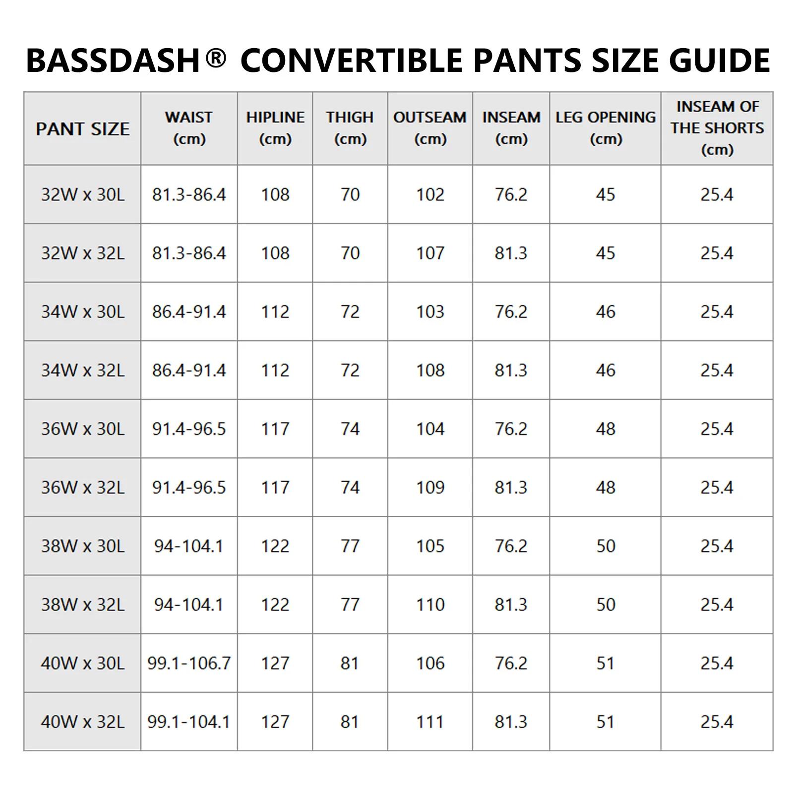 Bassdash-Pantalon convertible à séchage rapide pour homme, extérieur, fermeture éclair, degré d'eau,