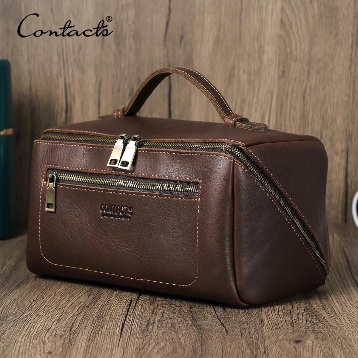 CONTACT'S sacs à cosmétiques en cuir véritable pour hommes sac de maquillage de haute qualité sac de