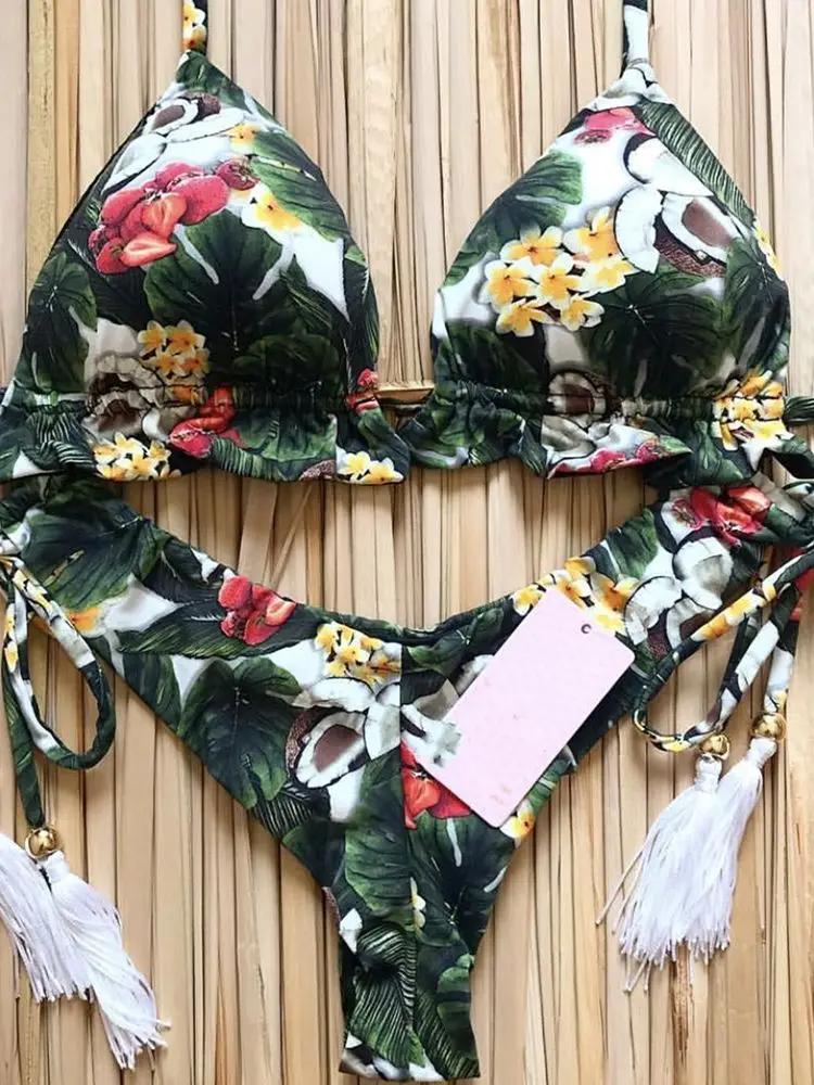 RUOTONGSEPT Sexy imprimé Bikinis ensemble femmes maillot de bain bandeau deux pièces maillots de bai