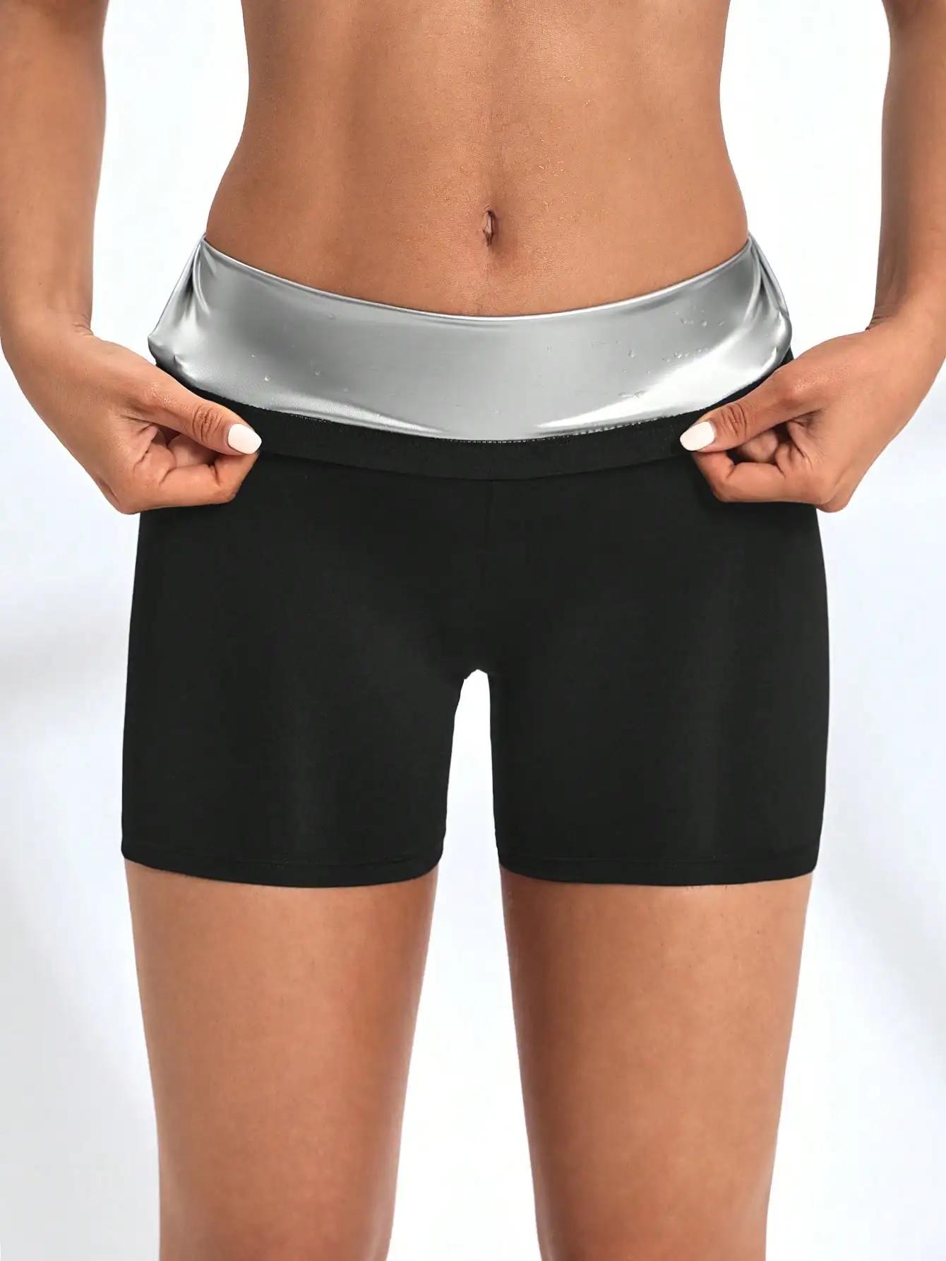 Short de sauna taille haute femme - Pantalon yoga fitness respirant pour vélo et course rapide