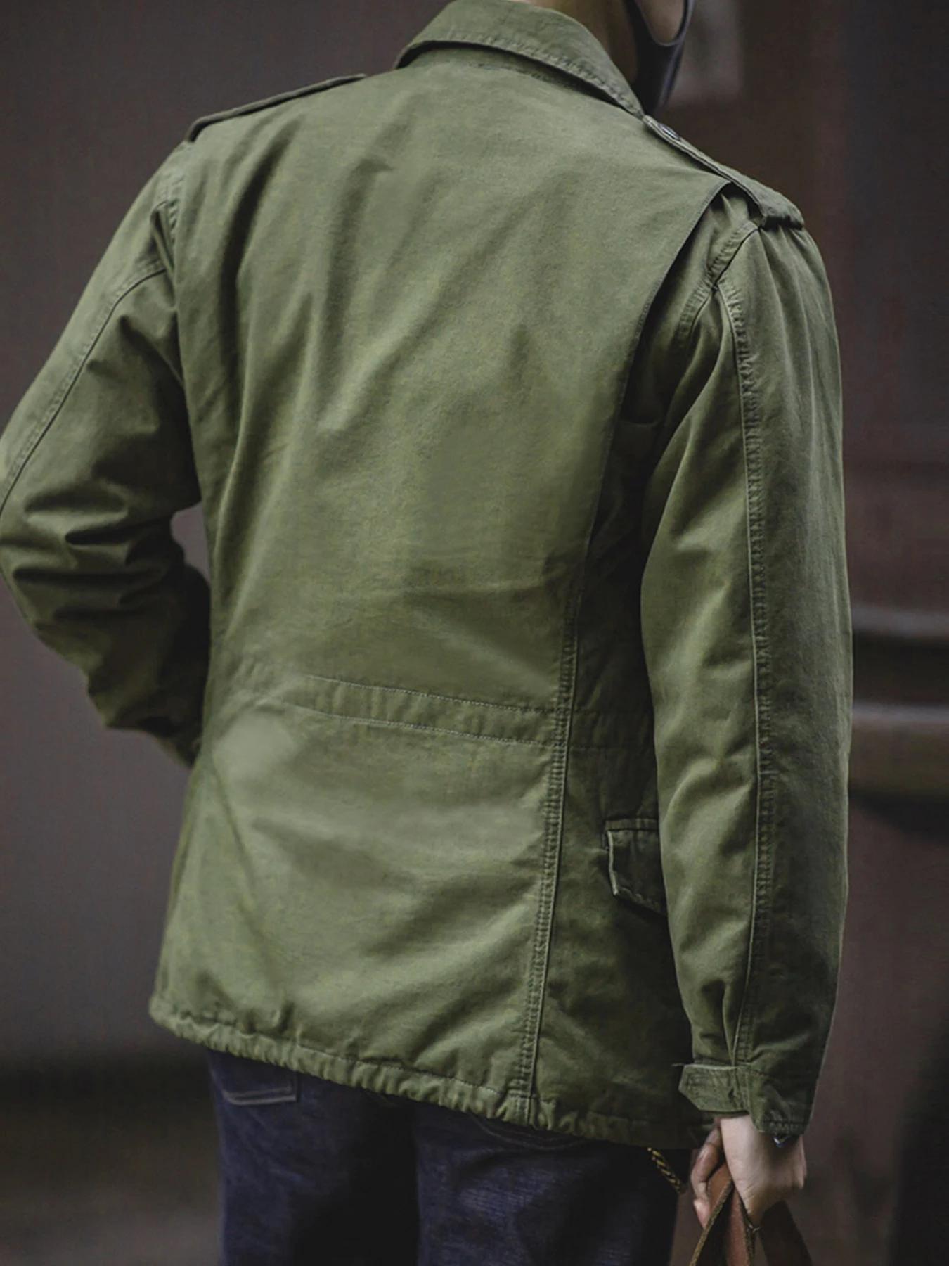 Veste de terrain M65, veste militaire pour hommes, veste rétro à col multi-poches avec fermeture écl