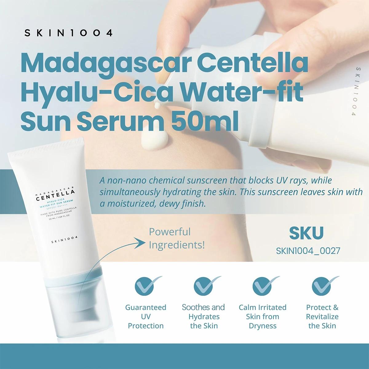 Sérum solaire hydratant SKIN1004 Madagascar Centella Hyalu-Cica SPF50+ PA++++, protection solaire pu