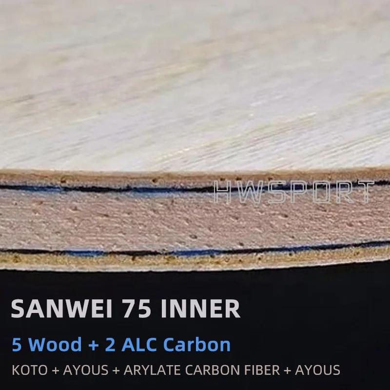 SANWEI 75 lame de Tennis de Table intérieure 5 bois 2 lame de Ping-Pong en carbone ALC pour la condu