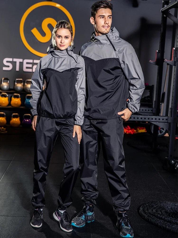 Combinaison de Sauna pour femmes et hommes, ensemble de vêtements de sport, pull à capuche, hauts de
