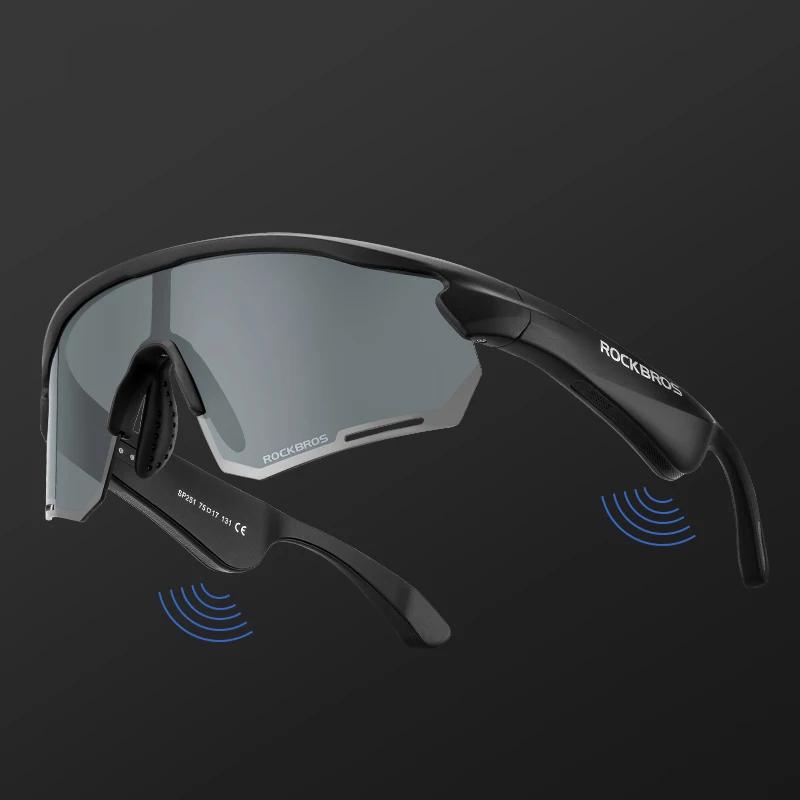 ROCKBROS lunettes de cyclisme sans fil Bluetooth 5.2 lunettes de soleil polarisées casque téléphone 