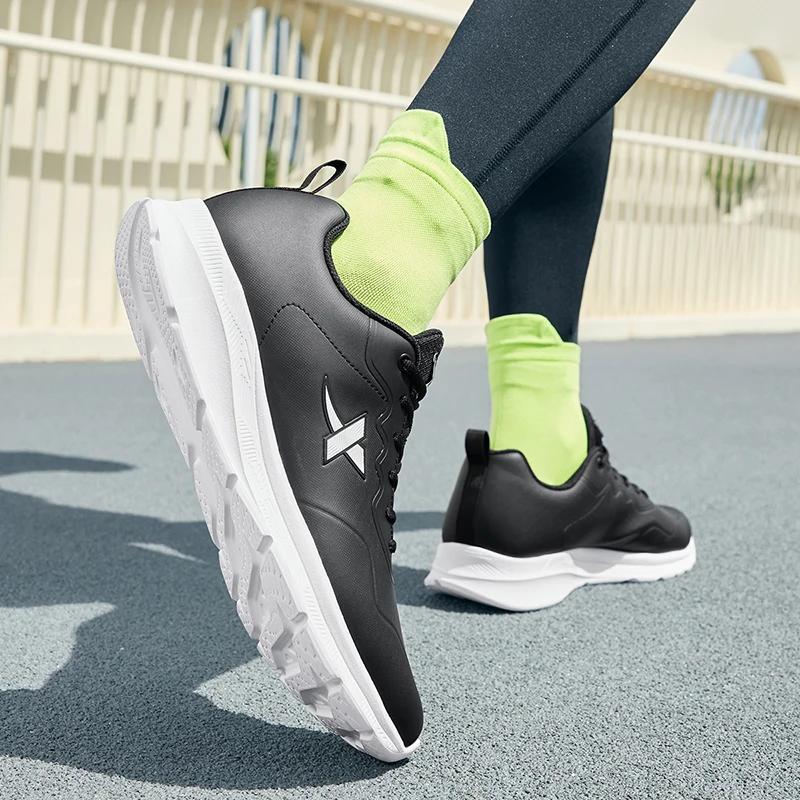 Xtep chaussures de course pour hommes hiver en cuir chaussures de sport imperméables amorti résistan